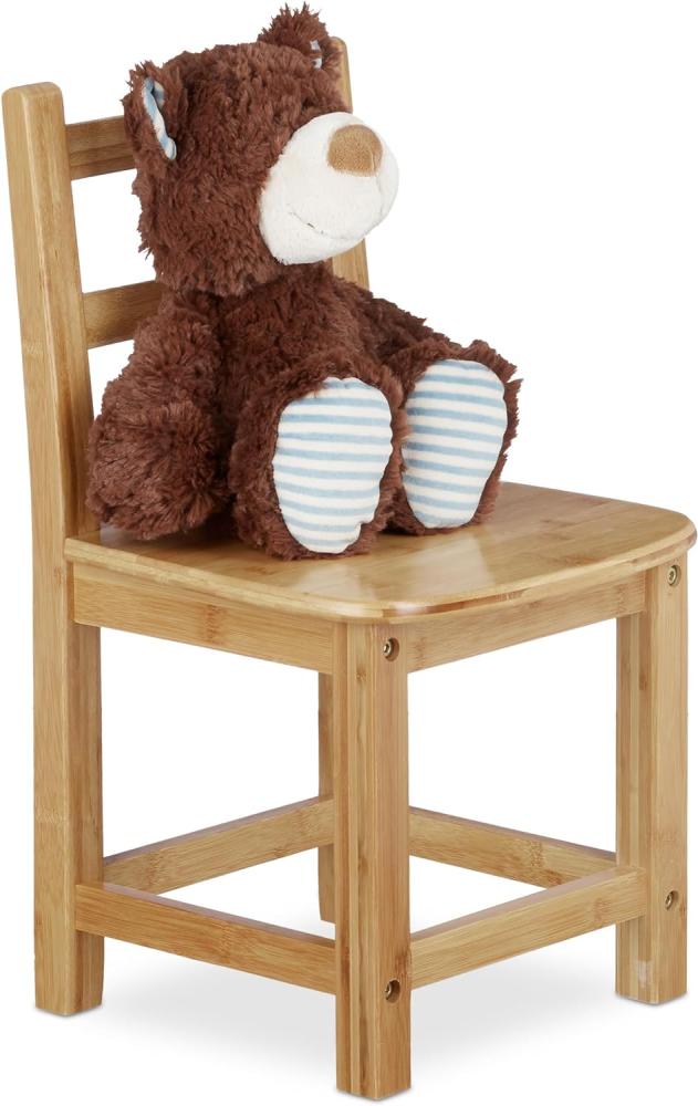 Relaxdays Kinderstuhl RUSTICO aus Bambus, Für Jungen und Mädchen, Kinderzimmer Stuhl, HBT: ca. 50 x 28,5 x 28 cm, natur Bild 1