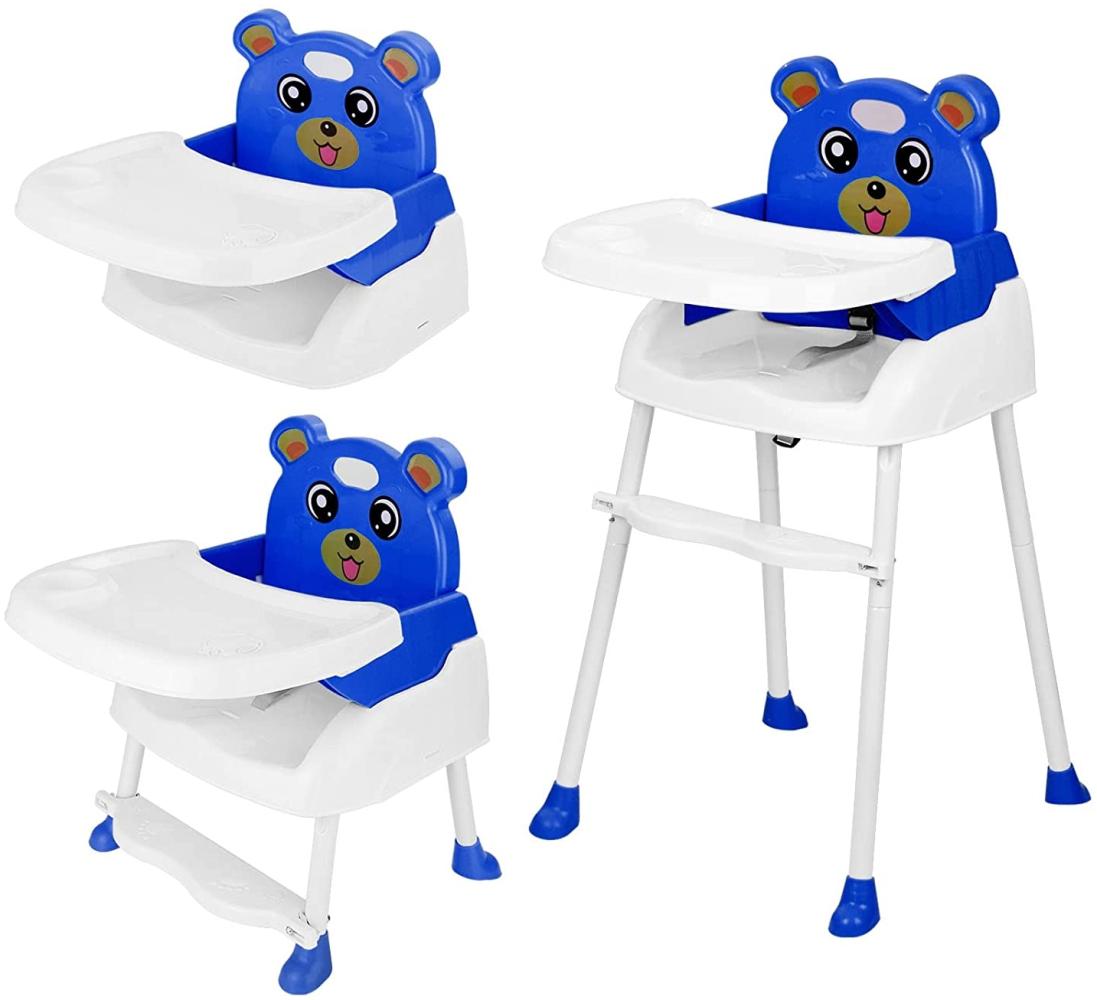 YORKING 4 in1 Kinderhochstuhl mit tisch Hochstuhl Baby Essstuhl Sitzerhöhung Treppenhochstuhl Klappbar für Einen Optimalen Komfort Des Babys Blau Bild 1