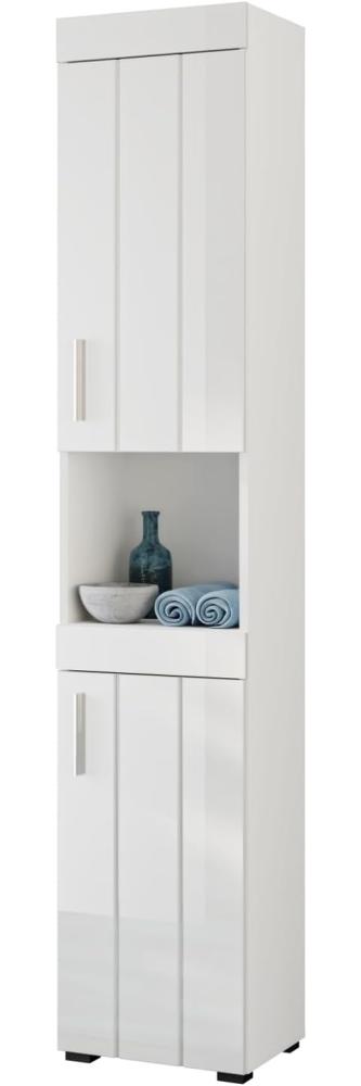 Badmöbel Hochschrank Blanche in weiß Hochglanz 36 x 190 cm Bild 1