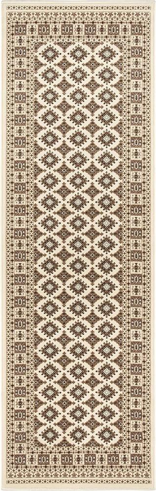 Orientalischer Kurzflor Teppich Sao Buchara Ivory Beige - 80x250x0,9cm Bild 1
