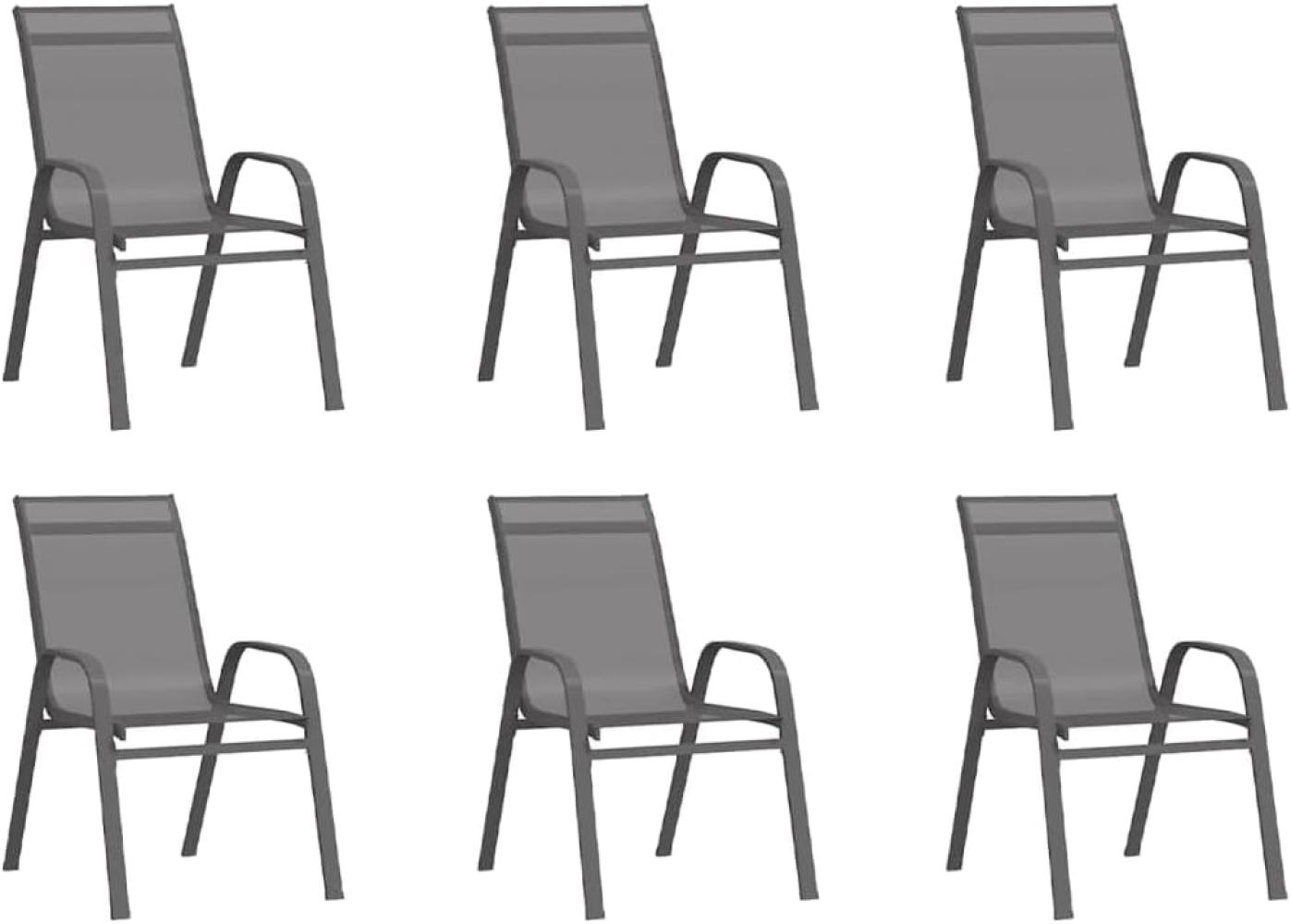 Stapelbare Gartenstühle 6 Stk. Grau Textilene Bild 1