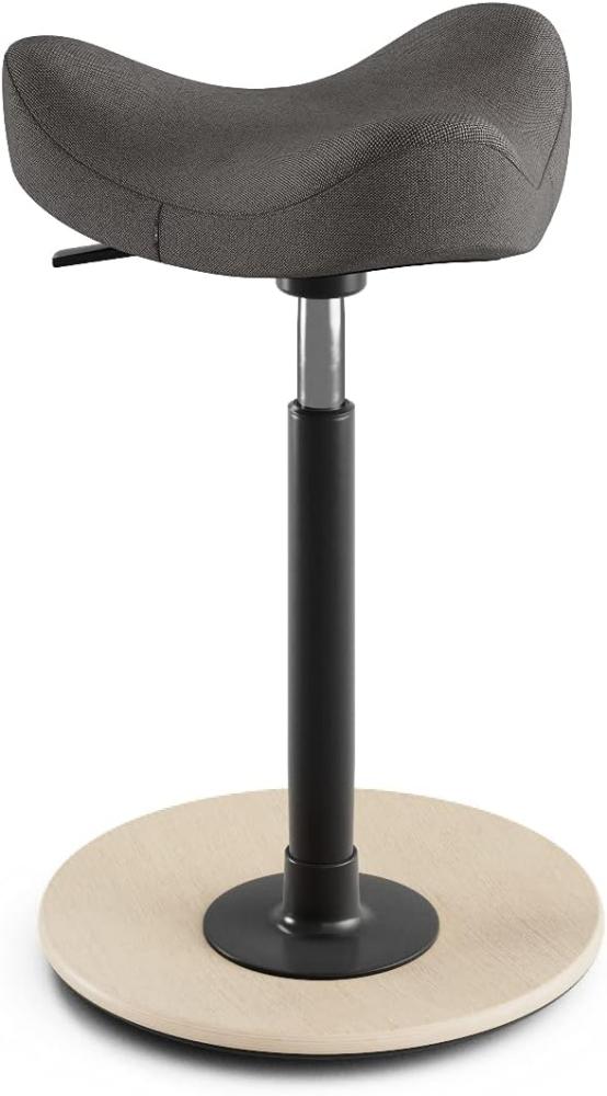 Move Compact - Home Office-Stuhl für Schreibtische und Tische in normaler Höhe, Stehhilfe-Stuhl - Natur Holzbasis und grauer Qualitätsstoff Bild 1