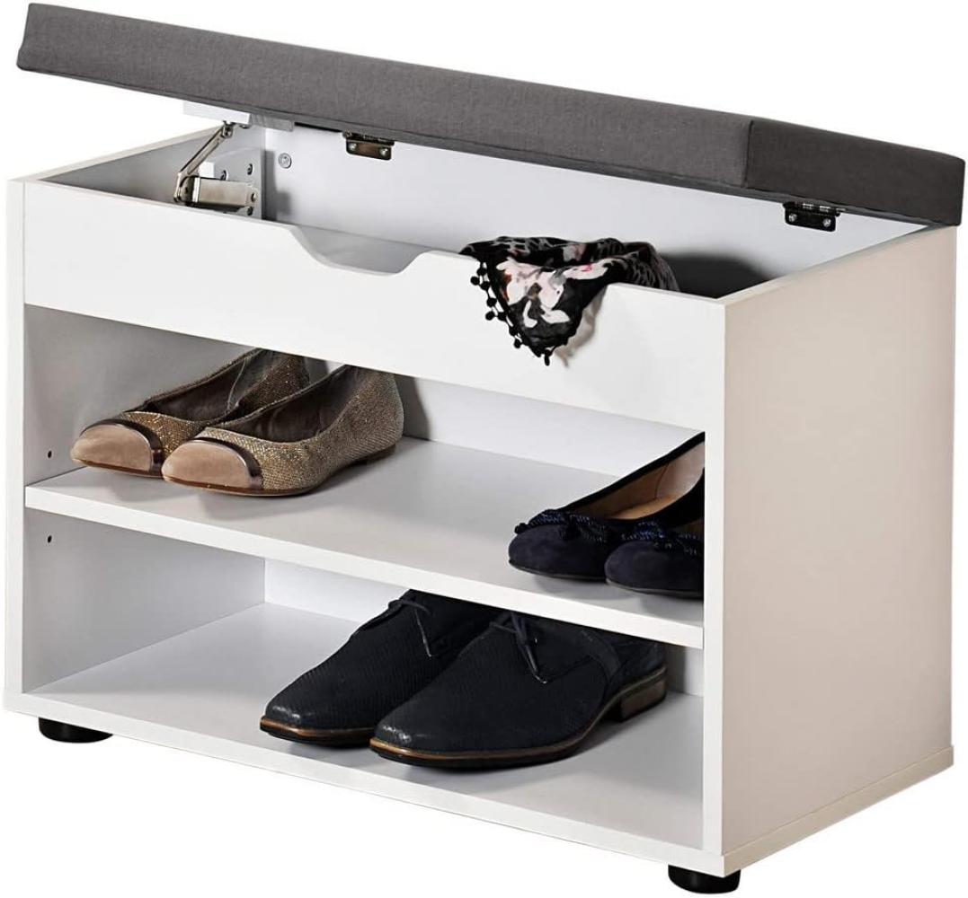 Schuhschrank mit aufklappbarer Sitzfläche - Weiß / Grau Bild 1