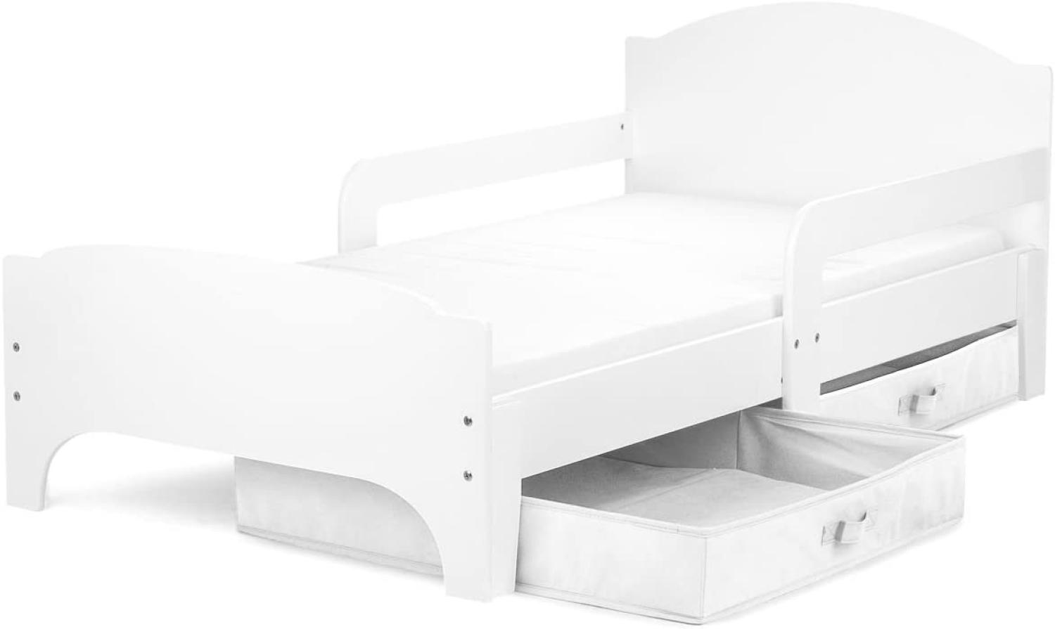Leomark Kinderbett mit Schubladen für Bettwäsche und Matratze 140 x 70, weiß Bild 1