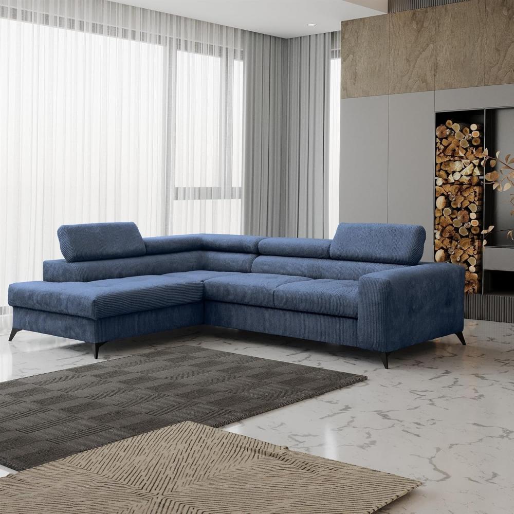 Ecksofa Schlafsofa AMADEO Stoff Anafi Blau Ottomane Links Bild 1