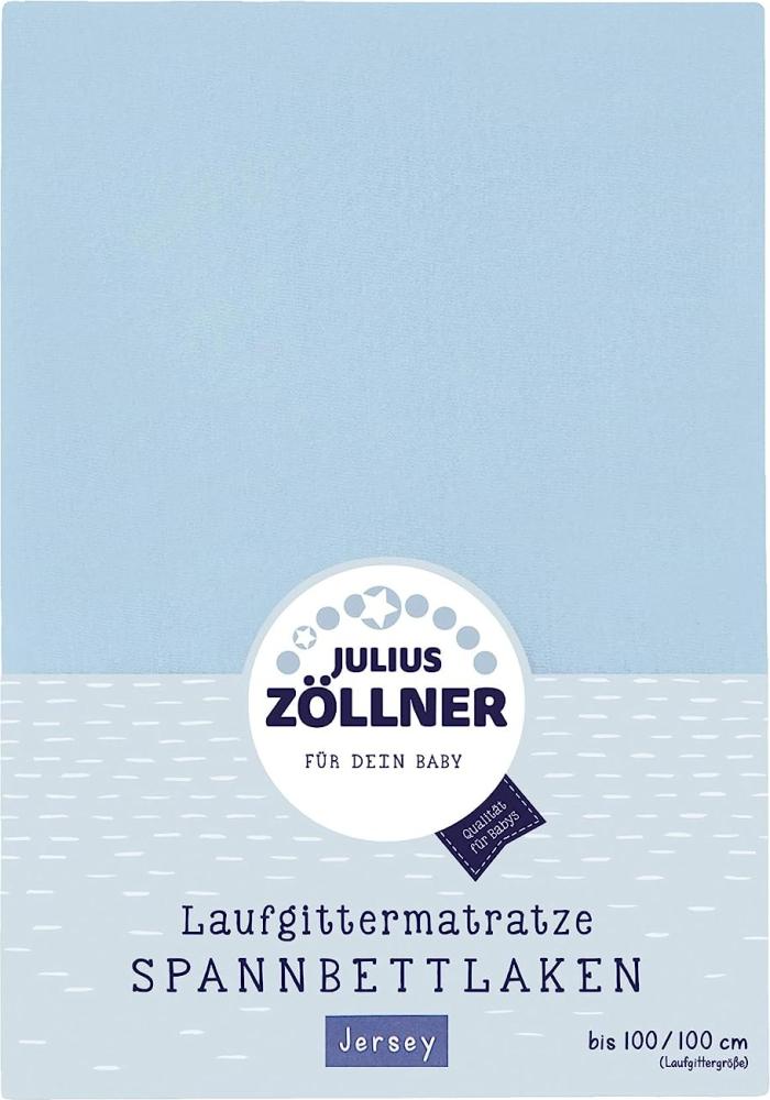 Julius Zöllner Jersey Spanntuch, passend für Laufgittermatratzen 68x90 bis 95x95 cm, hellblau Bild 1