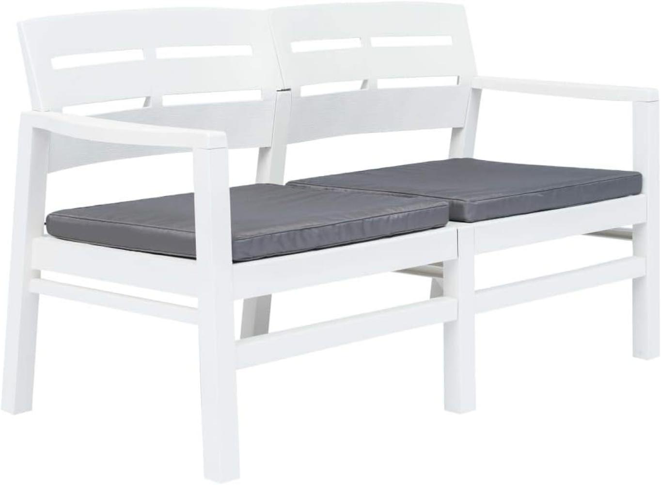 vidaXL 2-Sitzer-Gartenbank mit Kissen Weiß 133 cm Kunststoff Bild 1