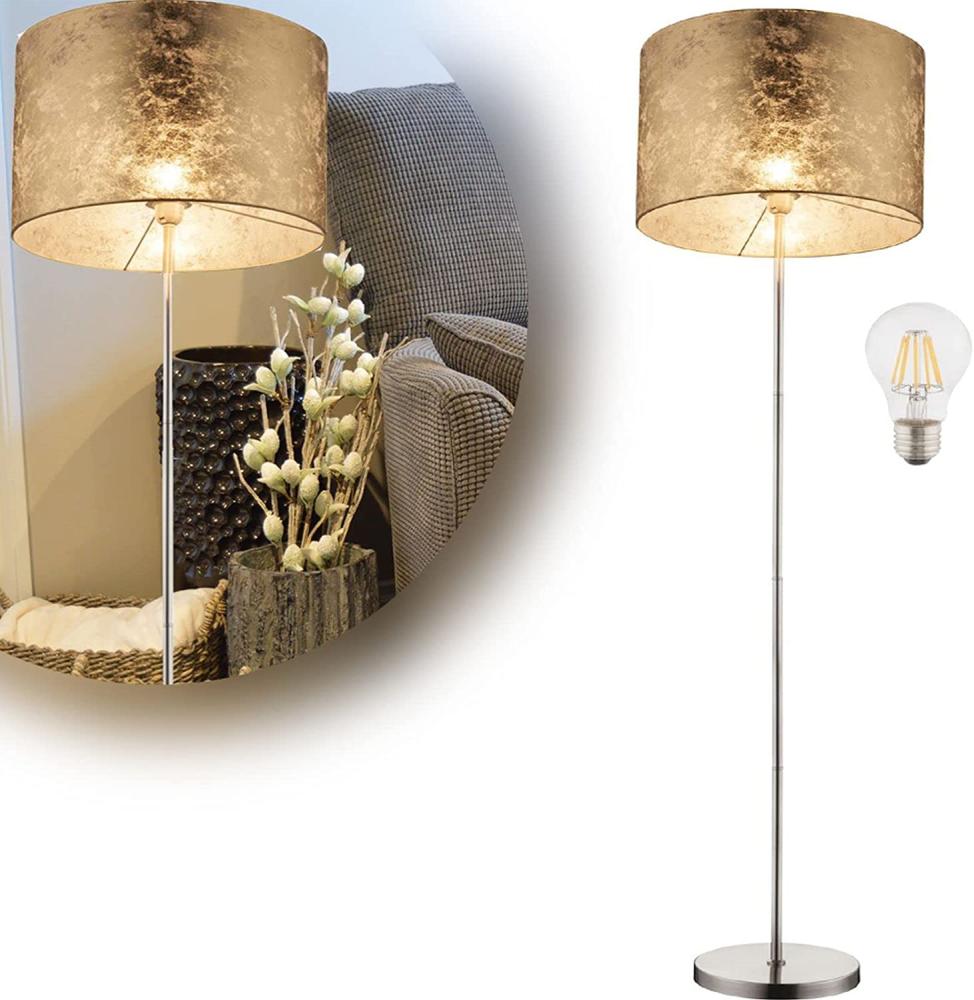 Stehlampe Wohnzimmer Stehleuchte LED Leselampe Textil Schirm Gold ST5551 Bild 1