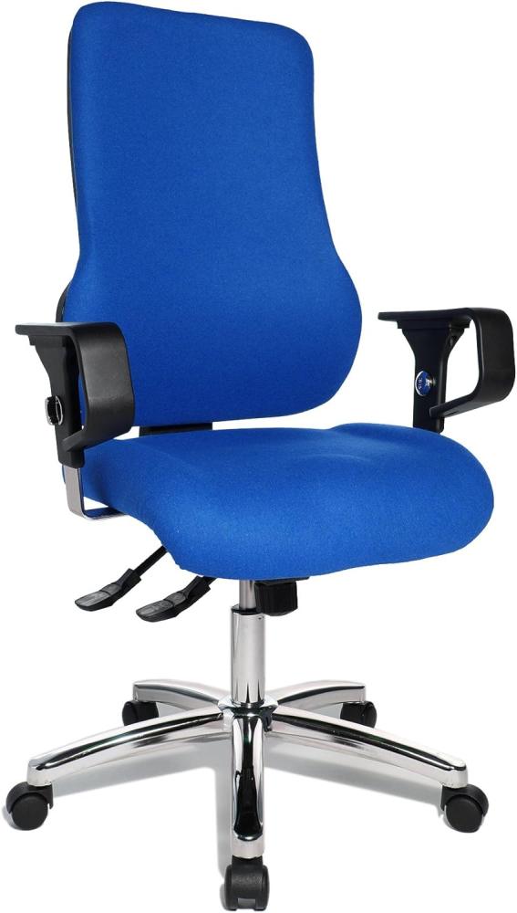 Topstar Sitness 55, Fitness-Drehstuhl, Bürostuhl, Schreibtischstuhl, inkl. höhenverstellbare Armlehnen, Bezugsstoff, blau Bild 1