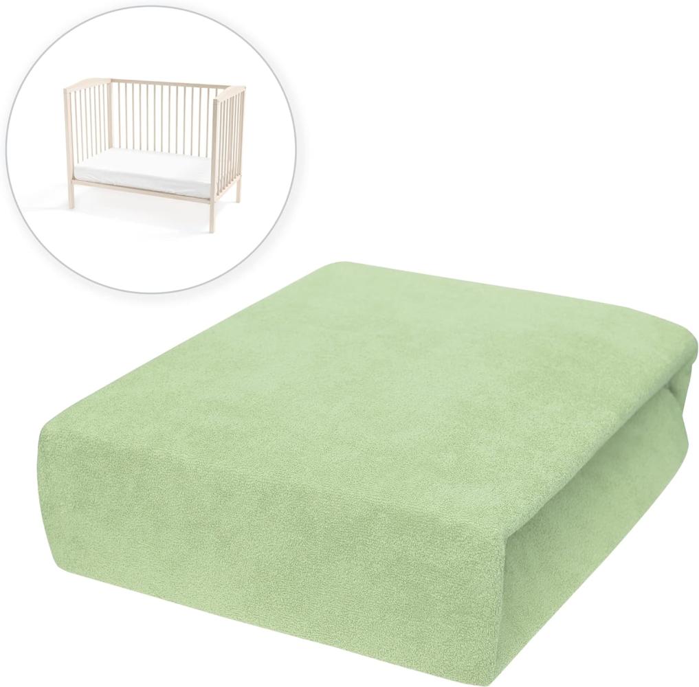 Frottier Spannbettuch passend zu 160x70 cm Kinderbett Matratze (Grün) Bild 1