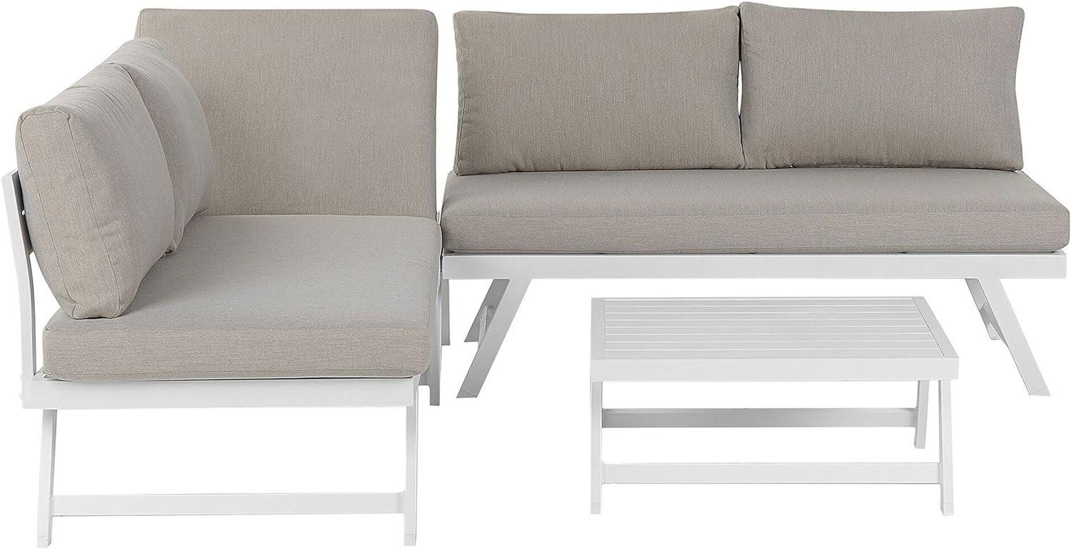 Lounge Set Aluminium weiß 5-Sitzer modular Auflagen taupe COCCORINO Bild 1