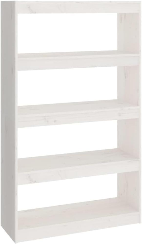 Bücherregal Raumteiler Weiß 80x30x135,5 cm Massivholz Kiefer Bild 1