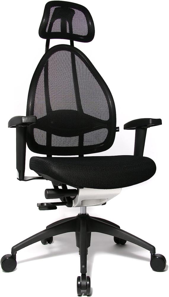 Topstar Open Art 2010 ergonomischer Bürostuhl, Schreibtischstuhl, inkl. höhenverstellbare Armlehnen, Rückenlehne und Kopfstütze, Stoff schwarz Bild 1