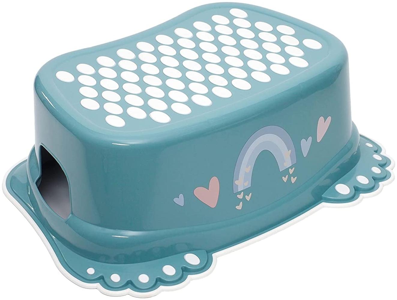 TEGA BABY Meteo Kinderhocker mit rutschfester Unterseite und Oberfläche für Küche Badezimmer zur Unterstützung beim Töpfchentraining Zähneputzen TÜV-zertifizierter Kunststoff grau Bild 1