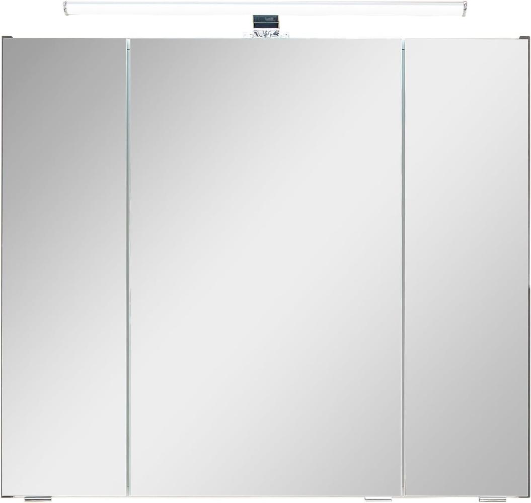 Pelipal Badezimmer-Spiegelschrank Quickset 945 in Oxid Dunkelgrau mit LED-Beleuchtung, 80 cm breit | Badschrank mit Spiegel, 3 Türen und 6 Einlegeböden Bild 1