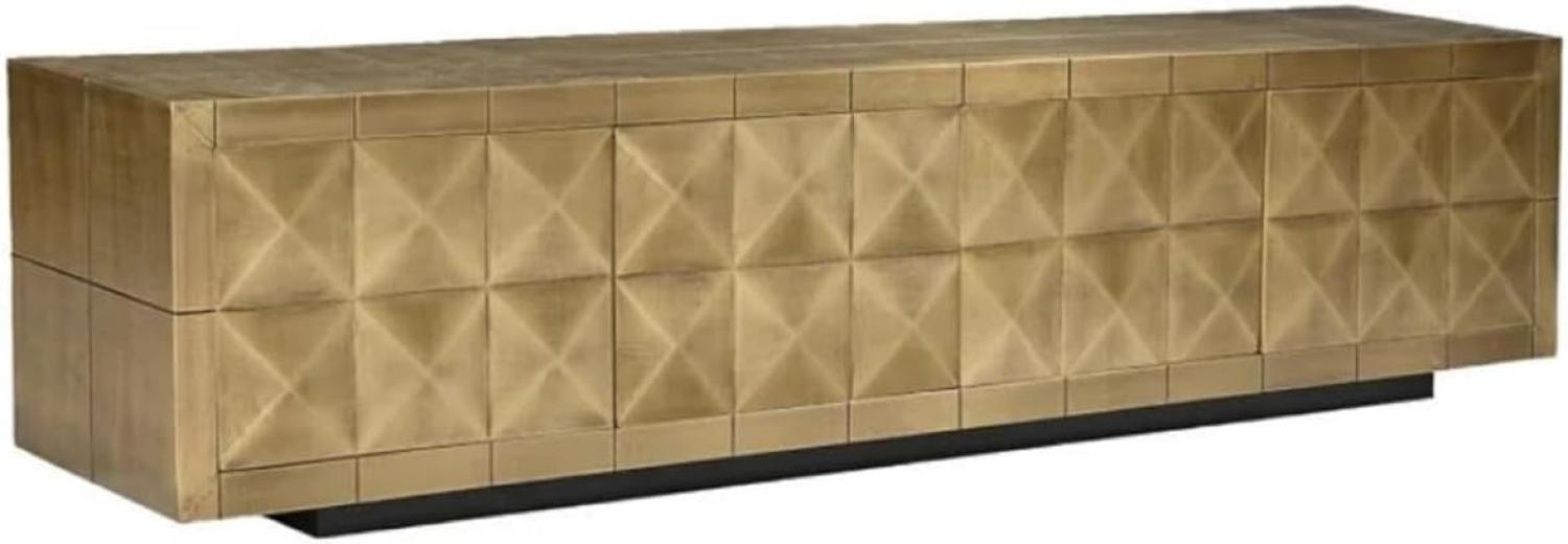 Casa Padrino Luxus TV Schrank Gold / Schwarz 220 x 40 x H. 50 cm - Wohnzimmer Sideboard mit 4 Türen - Wohnzimmer Möbel - Luxus Möbel - Luxus Einrichtung Bild 1