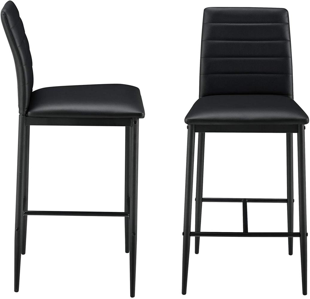 en.casa 2er-Set Barstuhl, schwarz, mit gepolsterter Sitzfläche, Metallgestell Bild 1