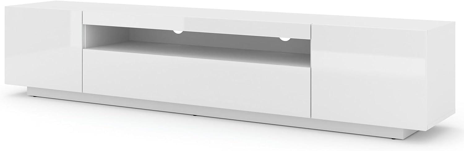 Domando Lowboard Empoli M2 Modern Breite 200cm, stehend oder hängend, Hochglanz in Weiß Matt und Weiß Hochglanz Bild 1