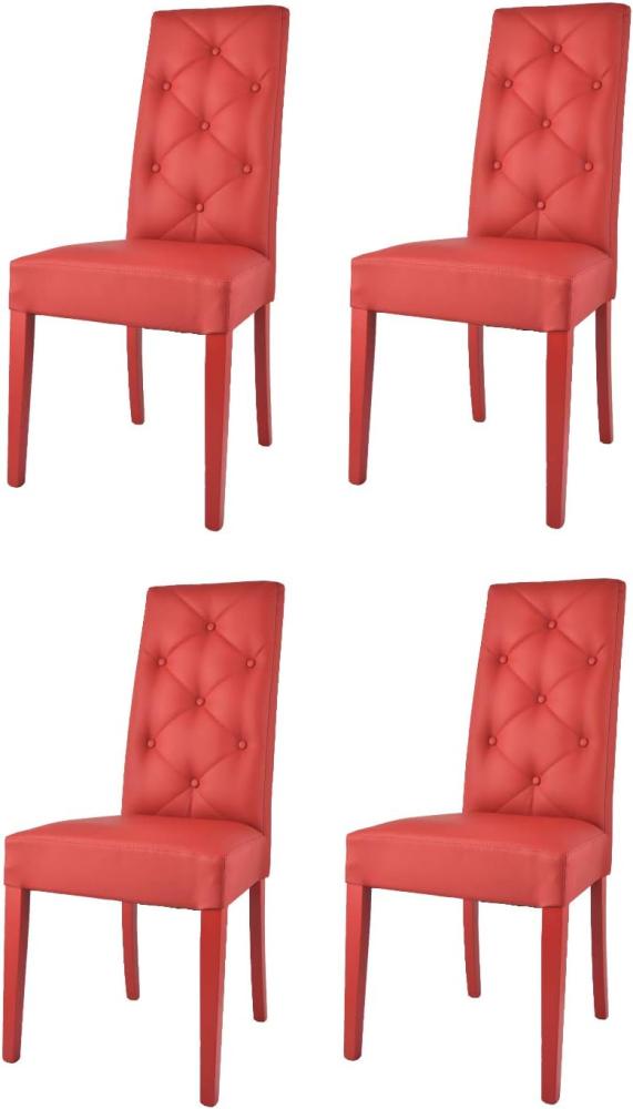 t m c s Tommychairs - 4er Set Moderne Stühle Chantal für Küche und Esszimmer, robuste Struktur aus lackiertem Buchenholz Farbe Rot, gepolstert und mit Kunstleder in der Farbe Rot bezogen Bild 1