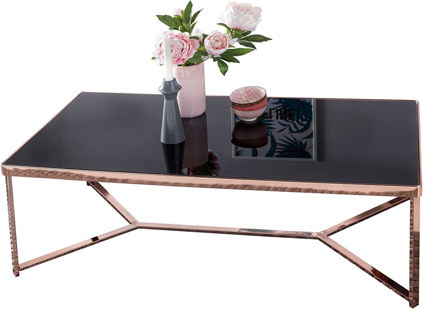KADIMA DESIGN Glas und Kupfer Couchtisch - Stylischer Tisch mit großer Tischplatte für Wohnzimmer. Bild 1