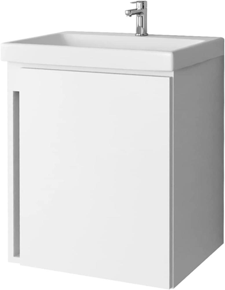 Planetmöbel Waschtischunterschrank Keramikwaschbecken Badmöbel Set 50cm (Weiß) Bild 1