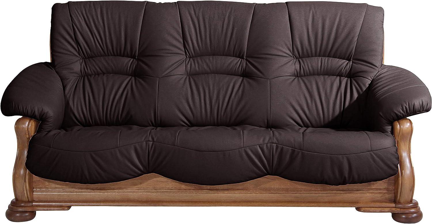Tennessee Sofa 3-Sitzer Echtleder Braun Eiche rustikal Bild 1