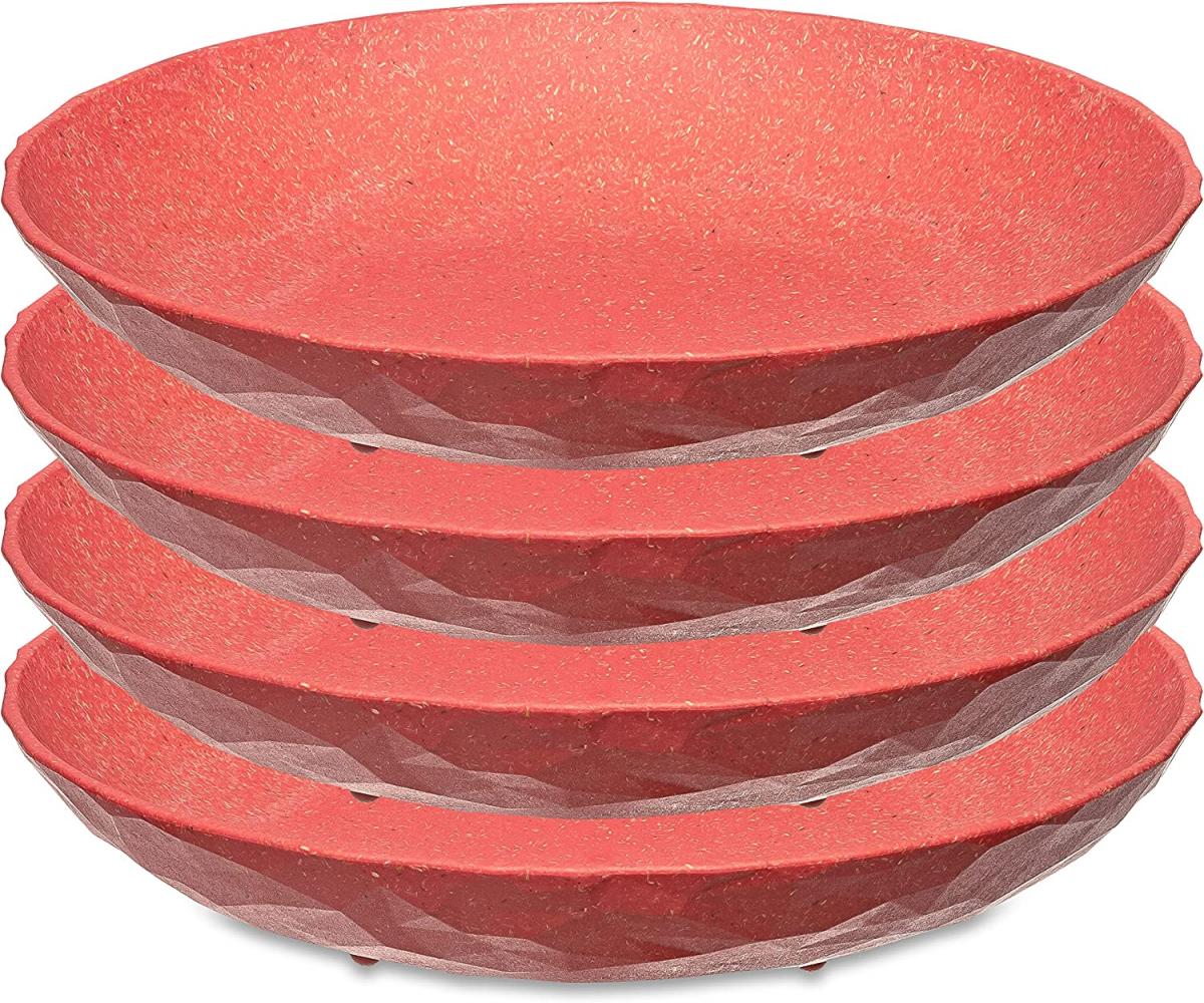 Koziol Tiefer Teller 4er-Set Club Plate, Suppenteller, Schalen, Kunststoff-Holz-Mix, Nature Coral, 22 cm, 5006704 Bild 1