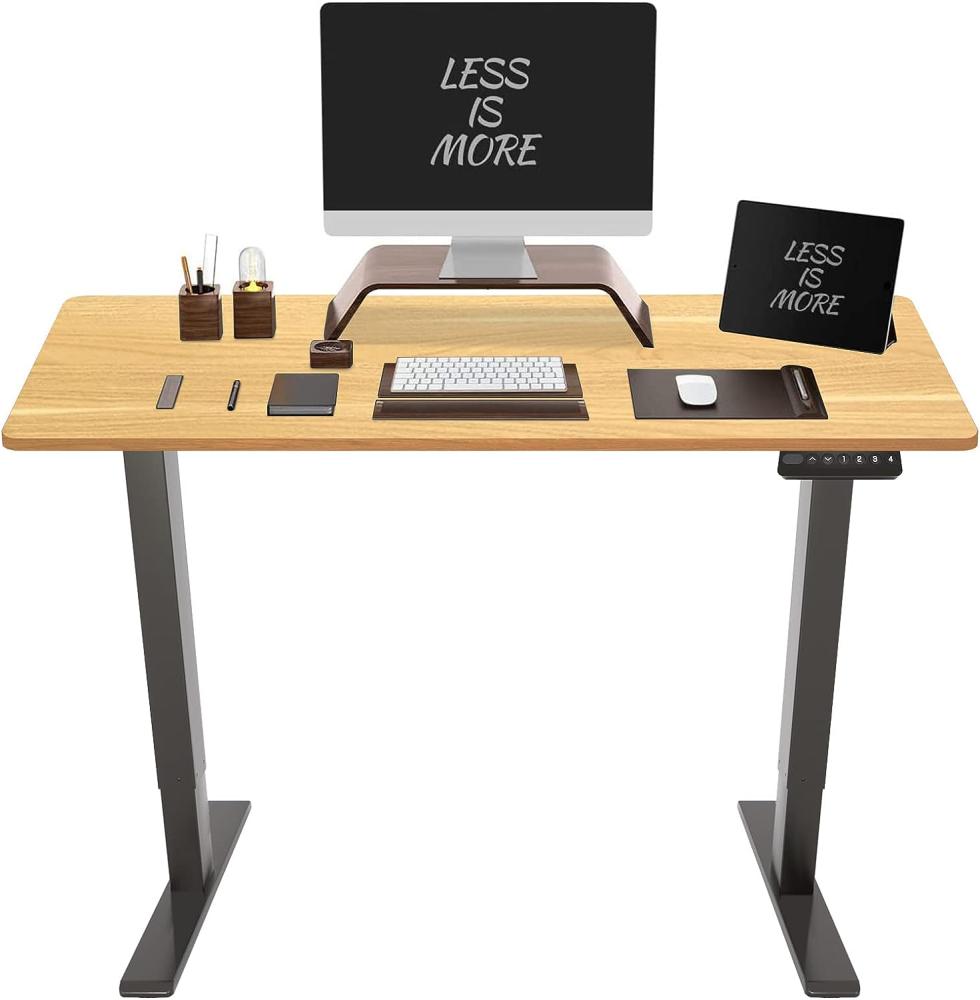Flexispot Hemera Elektrisch Höhenverstellbarer Schreibtisch mit Tischplatte. Mit Memory-Steuerung und Softstart/-Stop& integriertes Anti-Kollisionssystem (140 x 70 cm, Schwarz+Ahron) Bild 1