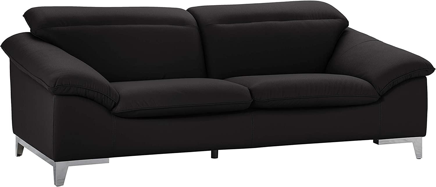 Mivano Ledersofa Teresa, Moderne 3-Sitzer Couch mit verstellbaren Kopfstützen, 235 x 84 x 109, Kunstleder Schwarz Bild 1