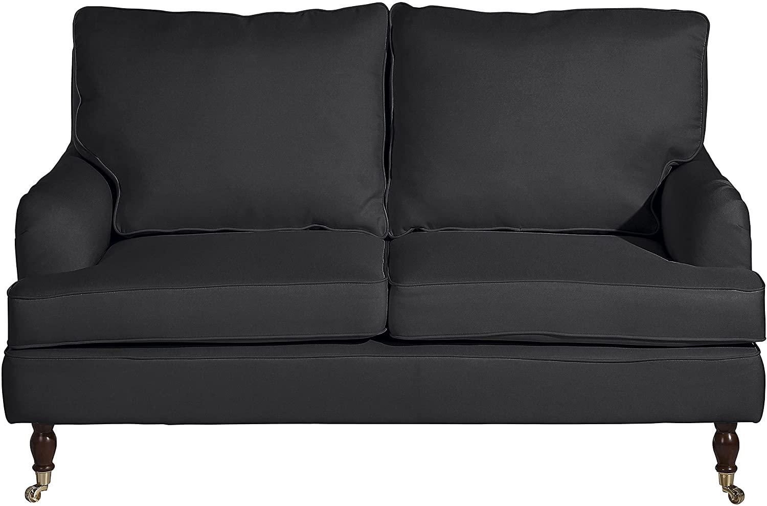 Passion Sofa 2-Sitzer Flachgewebe Graphit Buche Nussbaumfarben Bild 1