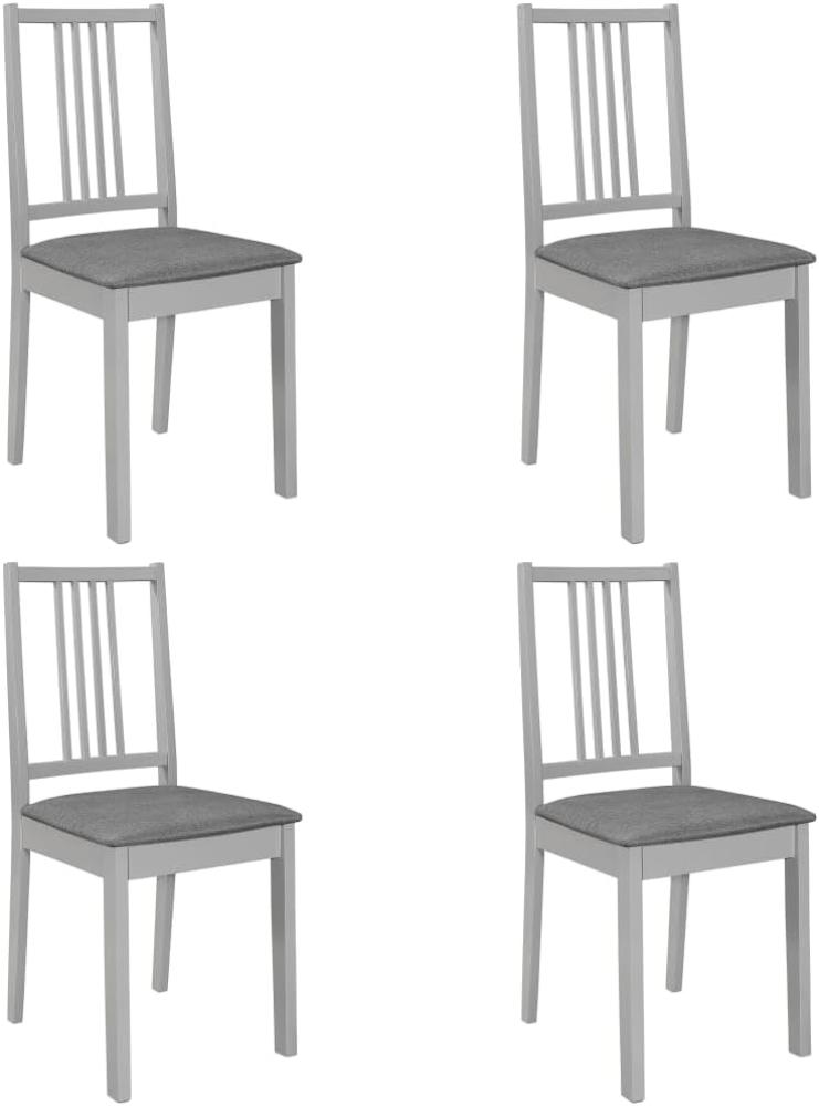 Esszimmerstühle mit Polstern 4 Stk. Grau Massivholz Bild 1