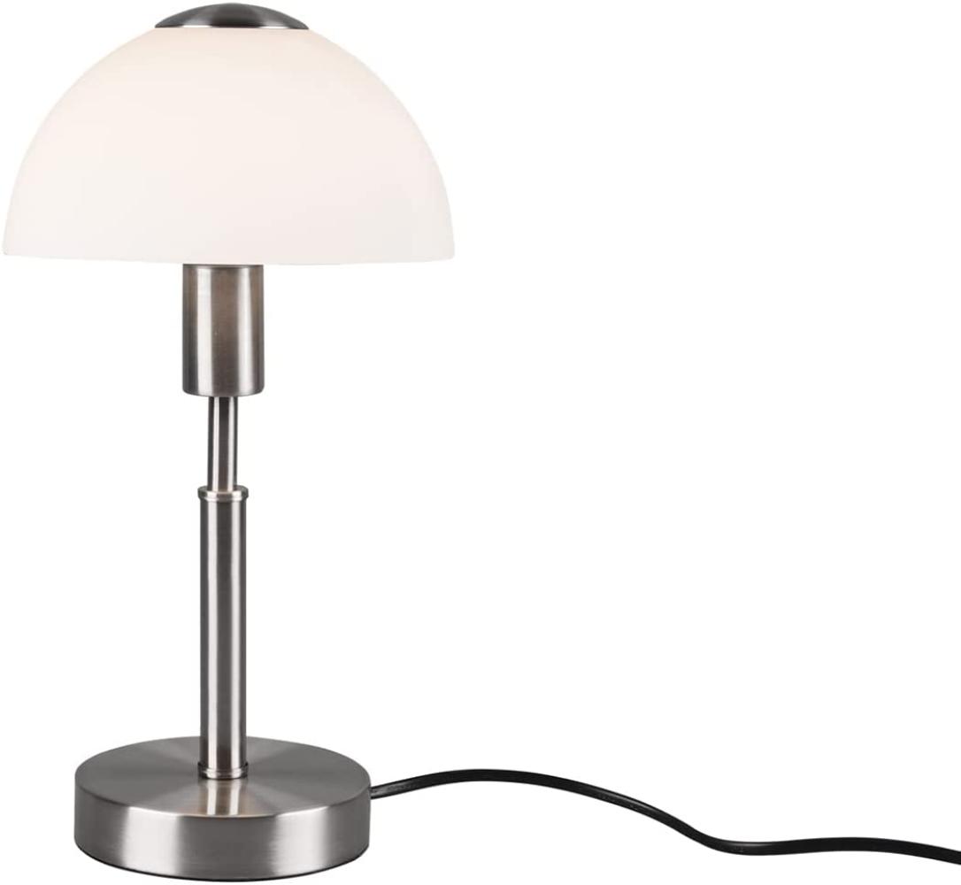 LED Tischleuchte Silber Glasschirm Weiß Ø17cm - per Touch dimmbar, Höhe 33cm Bild 1