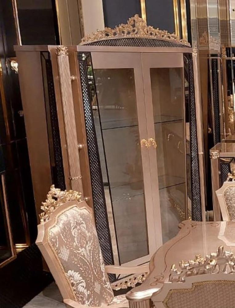 Casa Padrino Luxus Barock Vitrine Grau / Schwarz / Gold - Handgefertigter Massivholz Vitrinenschrank mit 2 Glastüren - Luxus Möbel im Barockstil - Barock Möbel - Edel & Prunkvoll Bild 1