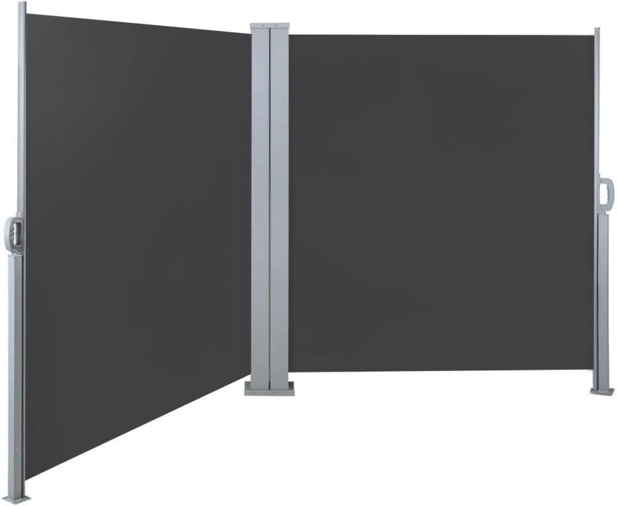 SVITA Doppelseitenmarkise ausziehbar freistehend 600x160 cm Dunkelgrau Bild 1