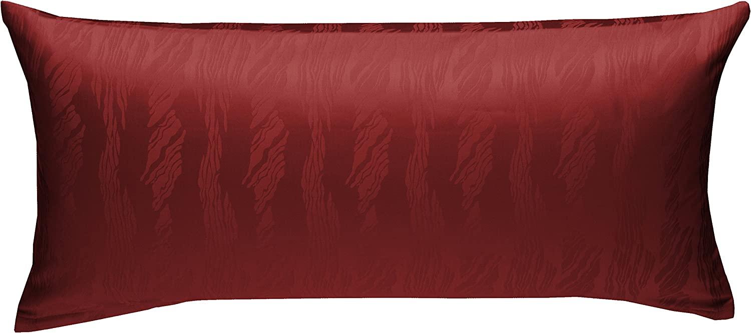 Bettwaesche-mit-Stil Mako Satin Damast Bettwäsche Waves Rot Kissenbezug 40x80cm Bild 1