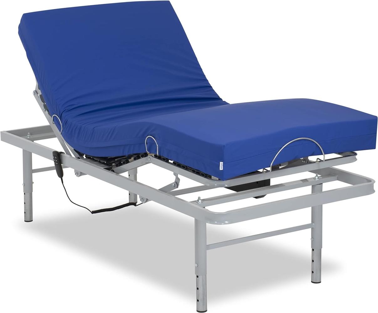 Gerialife Set mit Gelenkbett mit verstellbaren Beinen | medizinische Matratze aus viskoelastischem Waterproof (105 x 190), Ohne Geländer, 105x190 Bild 1
