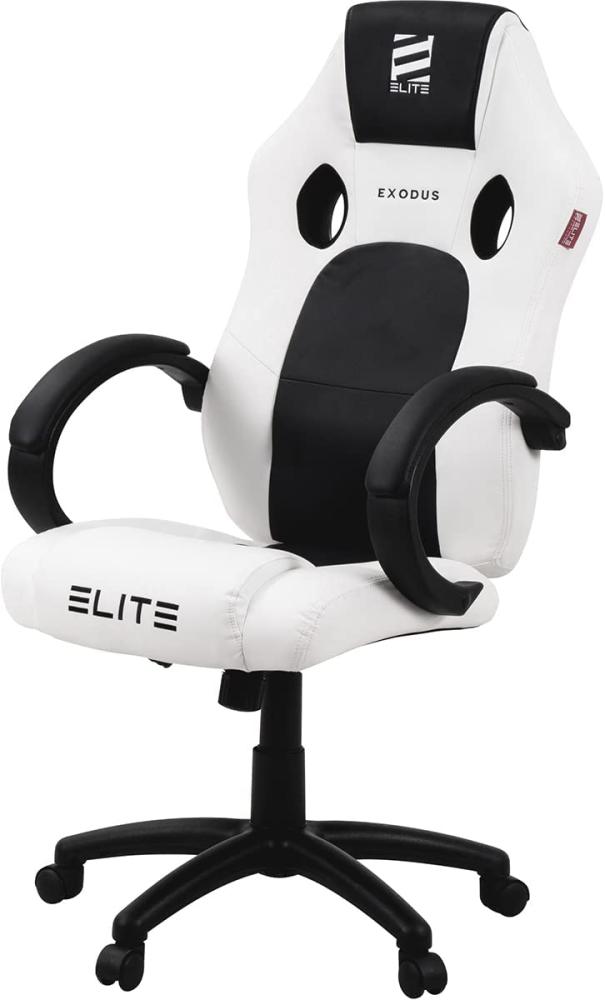 ELITE Gaming Stuhl MG100 EXODUS - Ergonomischer Bürostuhl - Schreibtischstuhl - Chefsessel - Sessel - Racing Gaming-Stuhl - Gamingstuhl - Drehstuhl - Chair - Kunstleder Sportsitz (Weiß/Schwarz) Bild 1