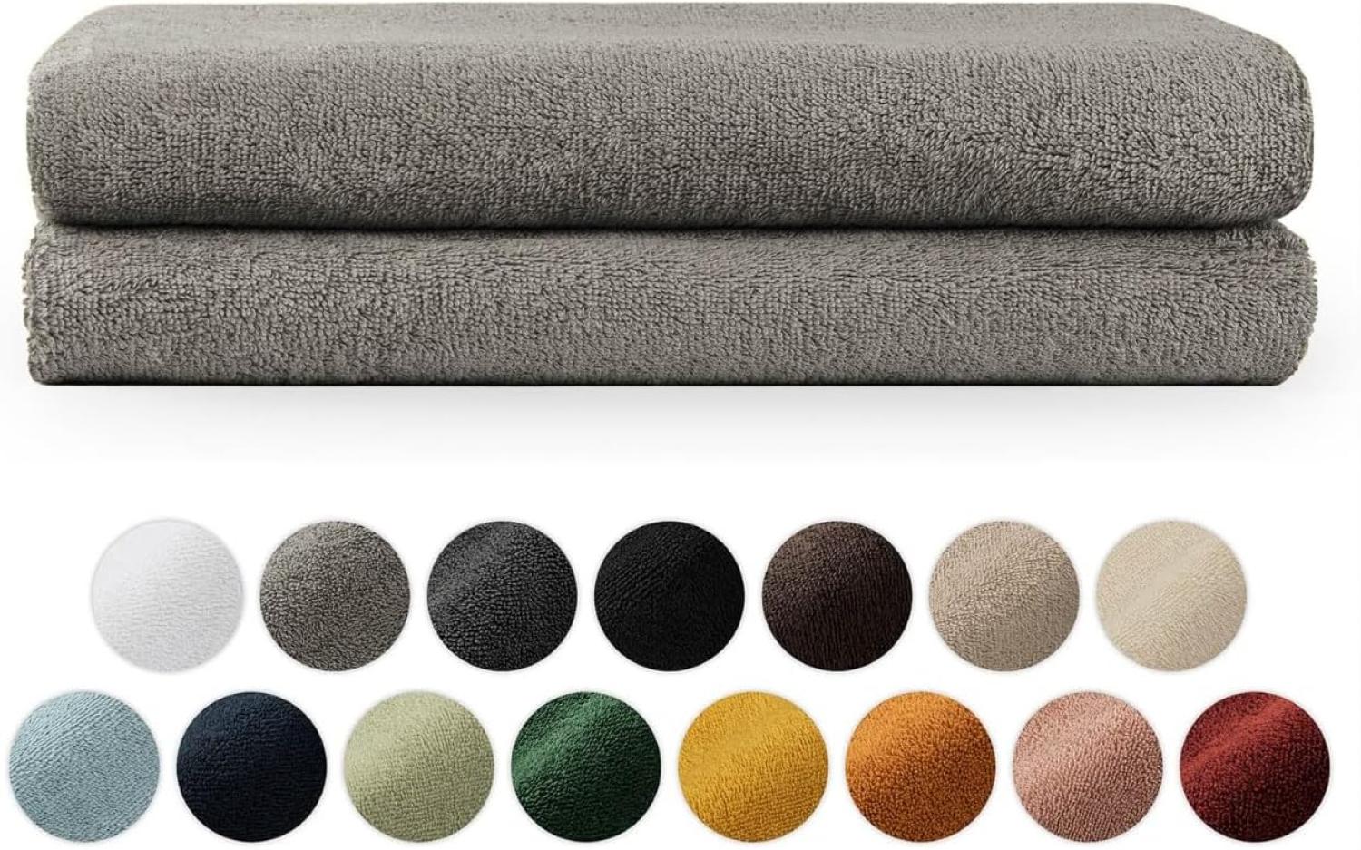 Blumtal Premium Frottier Handtücher Set mit Aufhängschlaufen - Baumwolle Oeko-TEX Zertifiziert, weich, saugstark - 2X Badetuch (70x140 cm), Grau Bild 1
