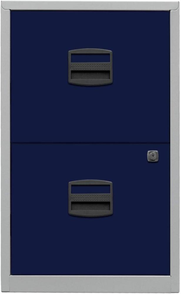 Bisley Home Hängeregistraturschrank PFA, 2 HR-Schubladen, Metall, 505 Korpus Lichtgrau, Fronten Oxfordblau, 40 x 41. 3 x 67. 2 cm Bild 1