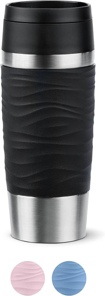 EMSA N20212 Travel Mug Wave isotherme 0,36 l | Acier inoxydable | 4h chaud et froid 8h | 100% étanche | Anti-fuite | Passe au lave-vaisselle | Ouverture à 360° | Noir Bild 1