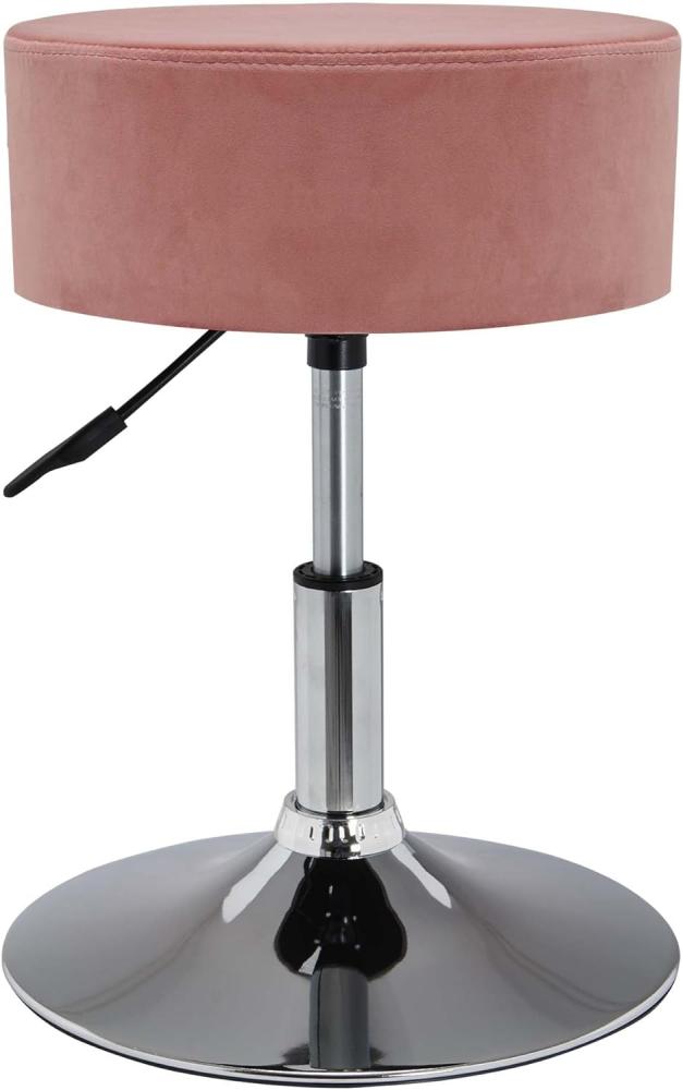 Drehhocker Sitzhocker Hocker RUND höhenverstellbar drehbar aus Kunstleder Farbauswahl Duhome 428S, Farbe:Pink, Material:Samt Bild 1