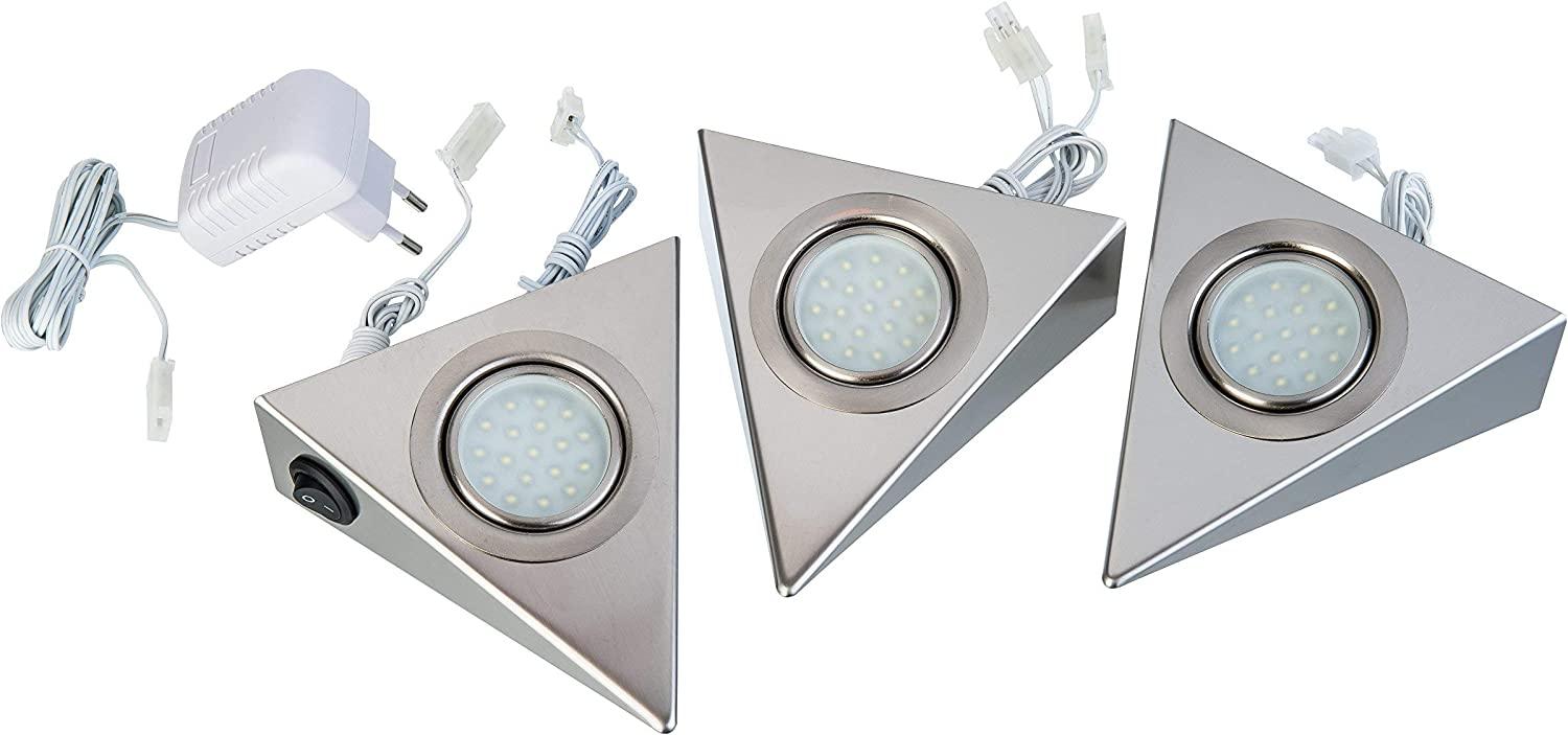 Nino Leuchten LED-Unterbauleuchten 3er Set Dreieck Nickel 79110307 Bild 1