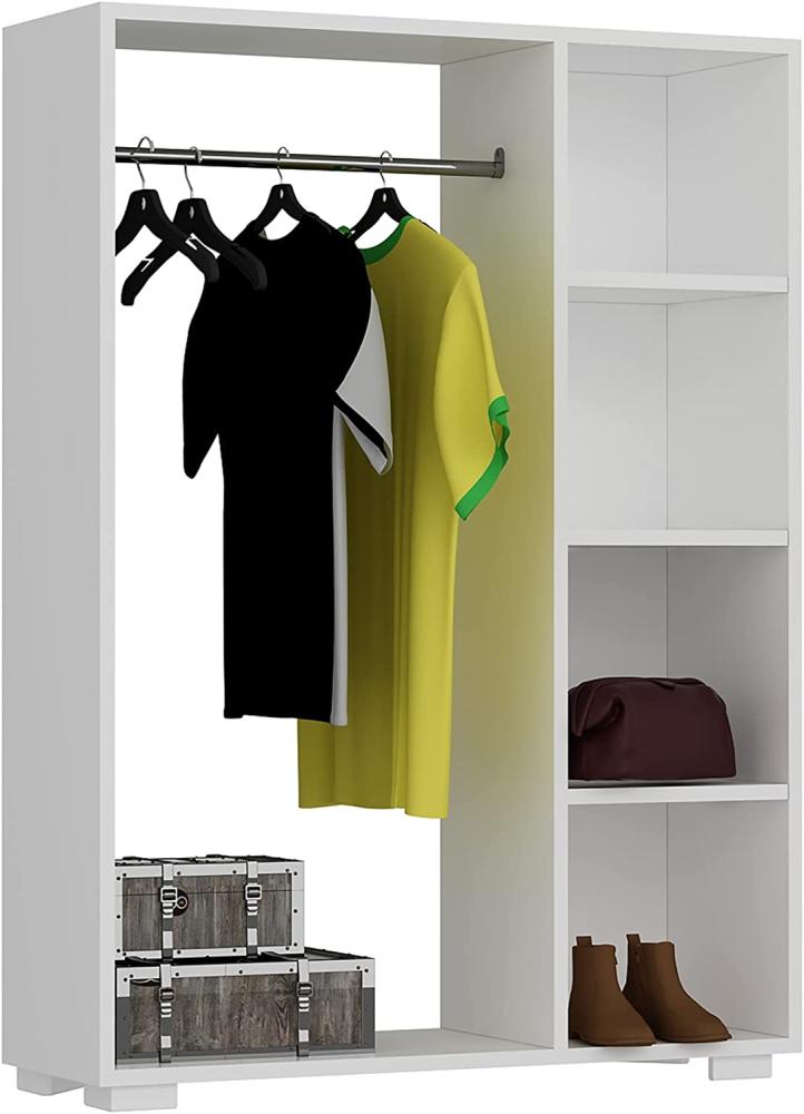 [en. casa] 'Nesbyen' Kleiderschrank mit 4 Ablagen, weiß Bild 1