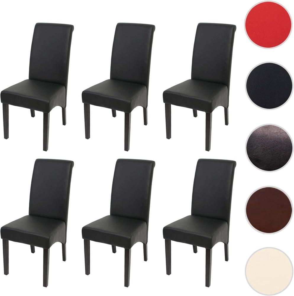 6er-Set Esszimmerstuhl Küchenstuhl Stuhl M37 ~ Kunstleder matt, schwarz, dunkle Füße Bild 1