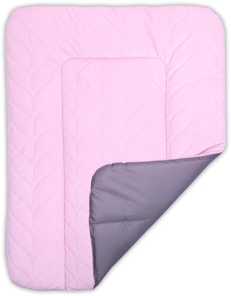 BONKY® Wickelauflage 70x50 cm - aus gestepptem Velvet - Wickelunterlage mit rutschfeste Unterseite - Baby Wickeltischauflage - Mega weich und angenehm - Made in EU - rosa Bild 1