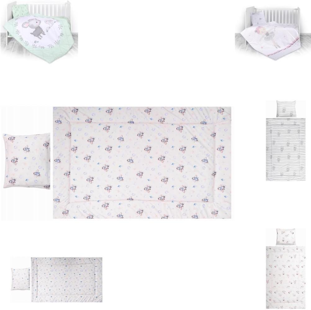 Lorelli 3-teilige Baby-Bettwäsche-Garnitur Laken Bezüge für Kopfkissen und Decke hellblau Bild 1