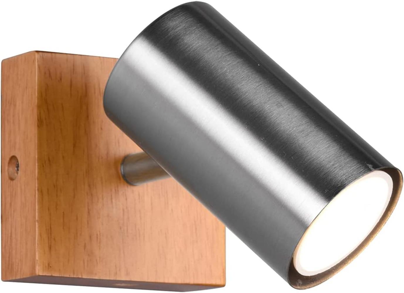 LED Wand- & Deckenstrahler Silber mit Holz 1-flammig Spot schwenkbar Bild 1