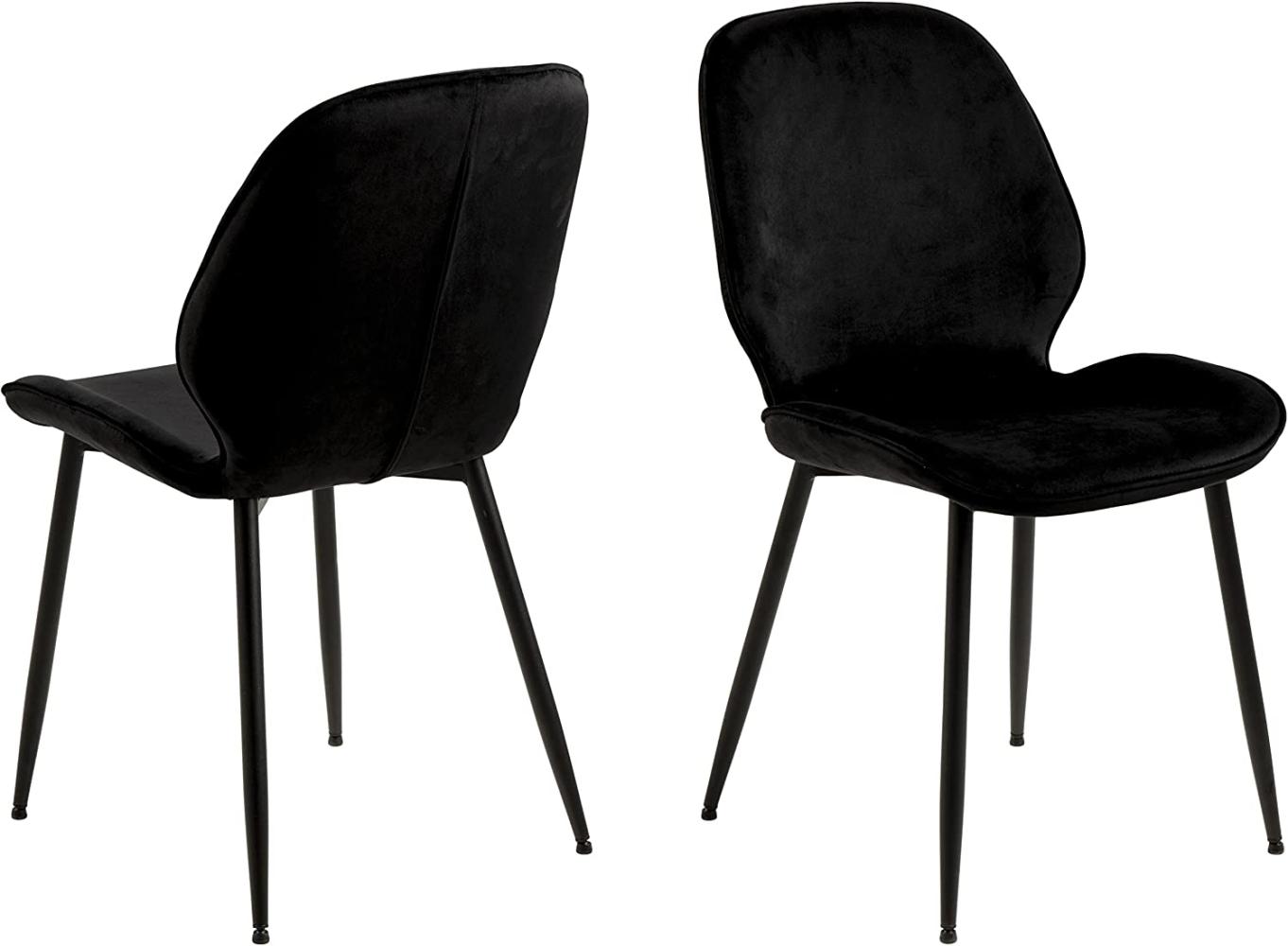 AC Design Furniture Filippa Esszimmerstuhl, H: 85 x B: 47,5 x T: 57,5 cm, Schwarz, Stoff/Metall, 2 Stk. Bild 1