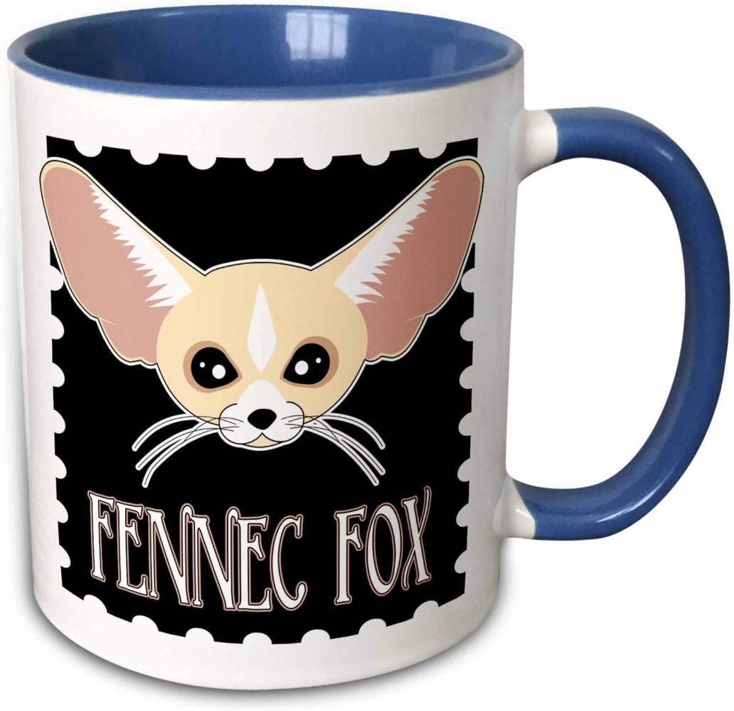 3dRose Cute Fennec Fox Cartoon-Two Ton Tasse, Keramik, Blau, 10,2 x 7,62 x 9,52 cm Bild 1