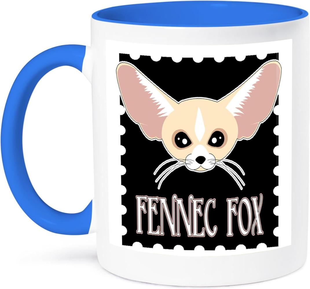 3dRose Cute Fennec Fox Cartoon-Two Ton Tasse, Keramik, Blau, 10,2 x 7,62 x 9,52 cm Bild 1